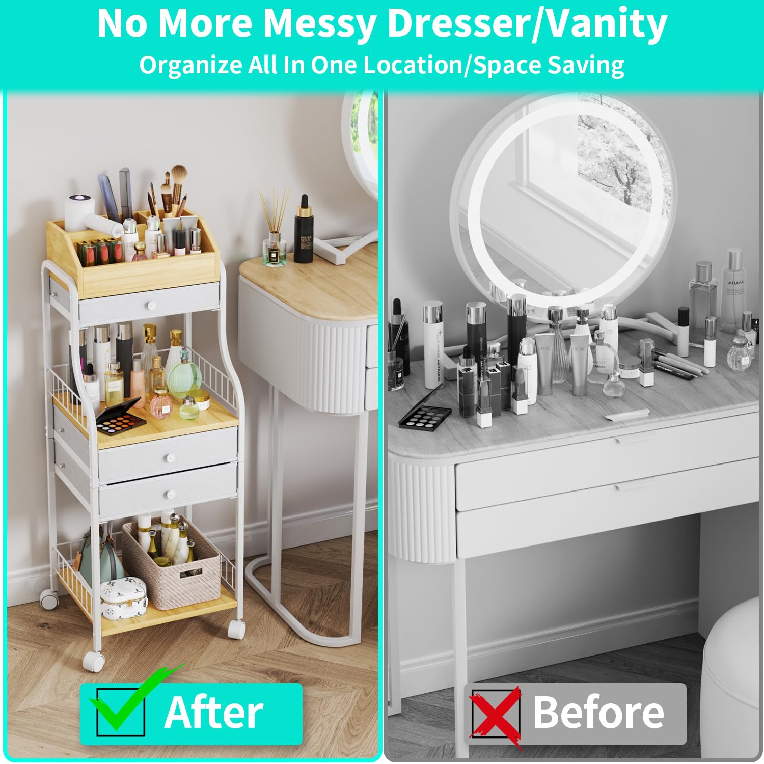 HapiRm arc-design cosmetic storage combines style with easy access.