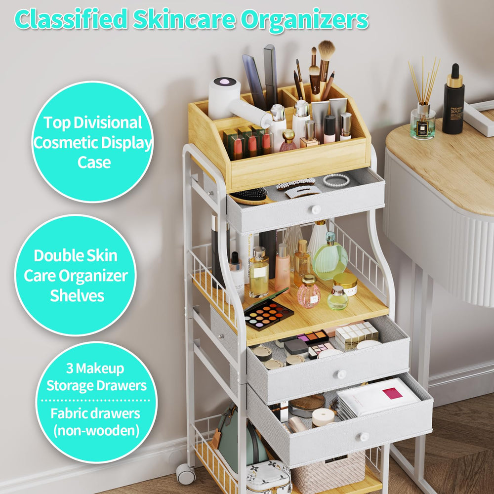 HapiRm vanity with 360° rotating casters for easy relocation.