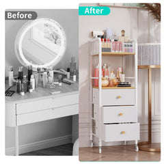 HapiRm three large drawers neatly organize creams, masks, sunglasses, and jewelry