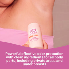 HAPPY CURVES Aluminum-free formula for gentle, worry-free use on sensitive areas.