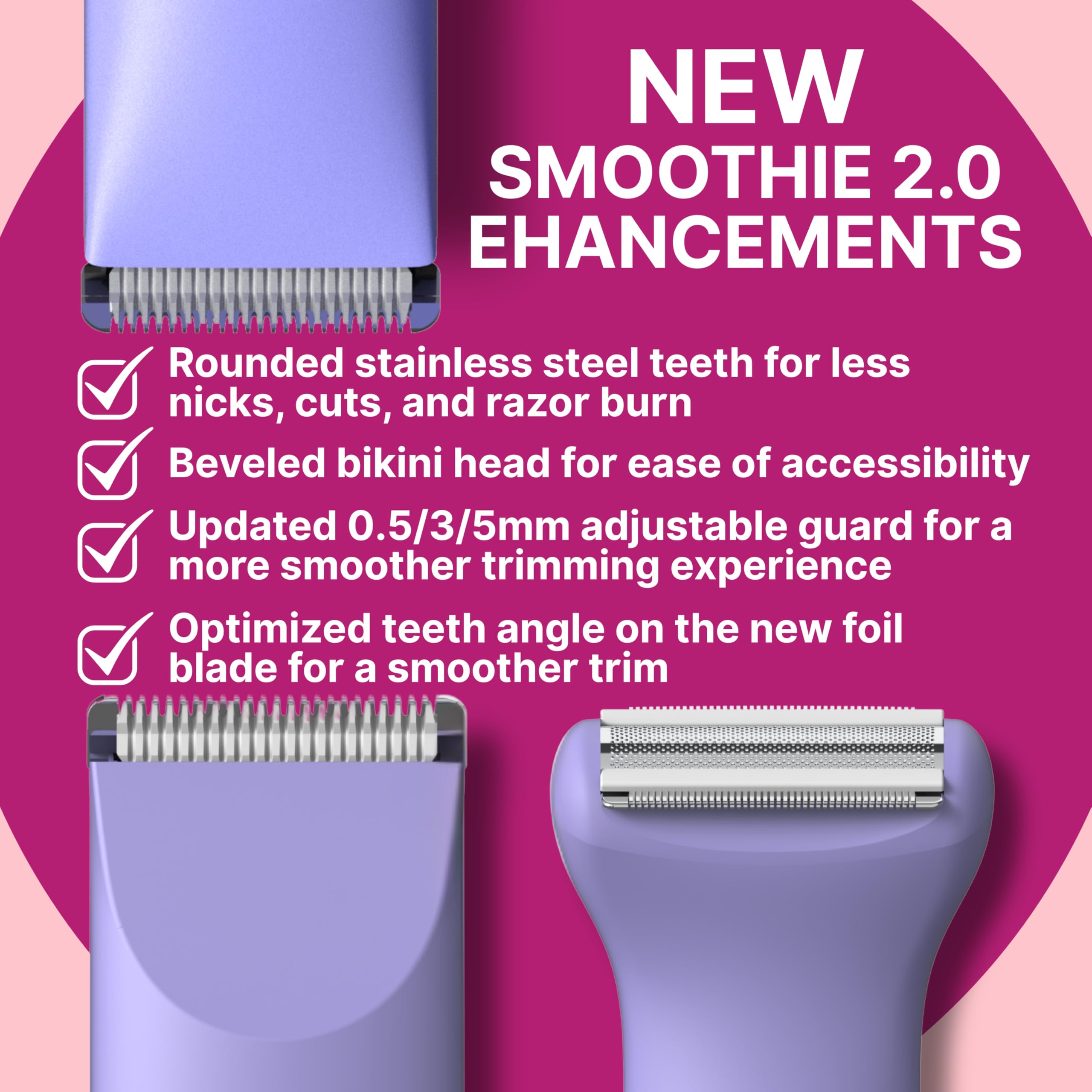 HAPPY CURVES Smoothie 2.0 guards show adjustable hair-length trimming versatility