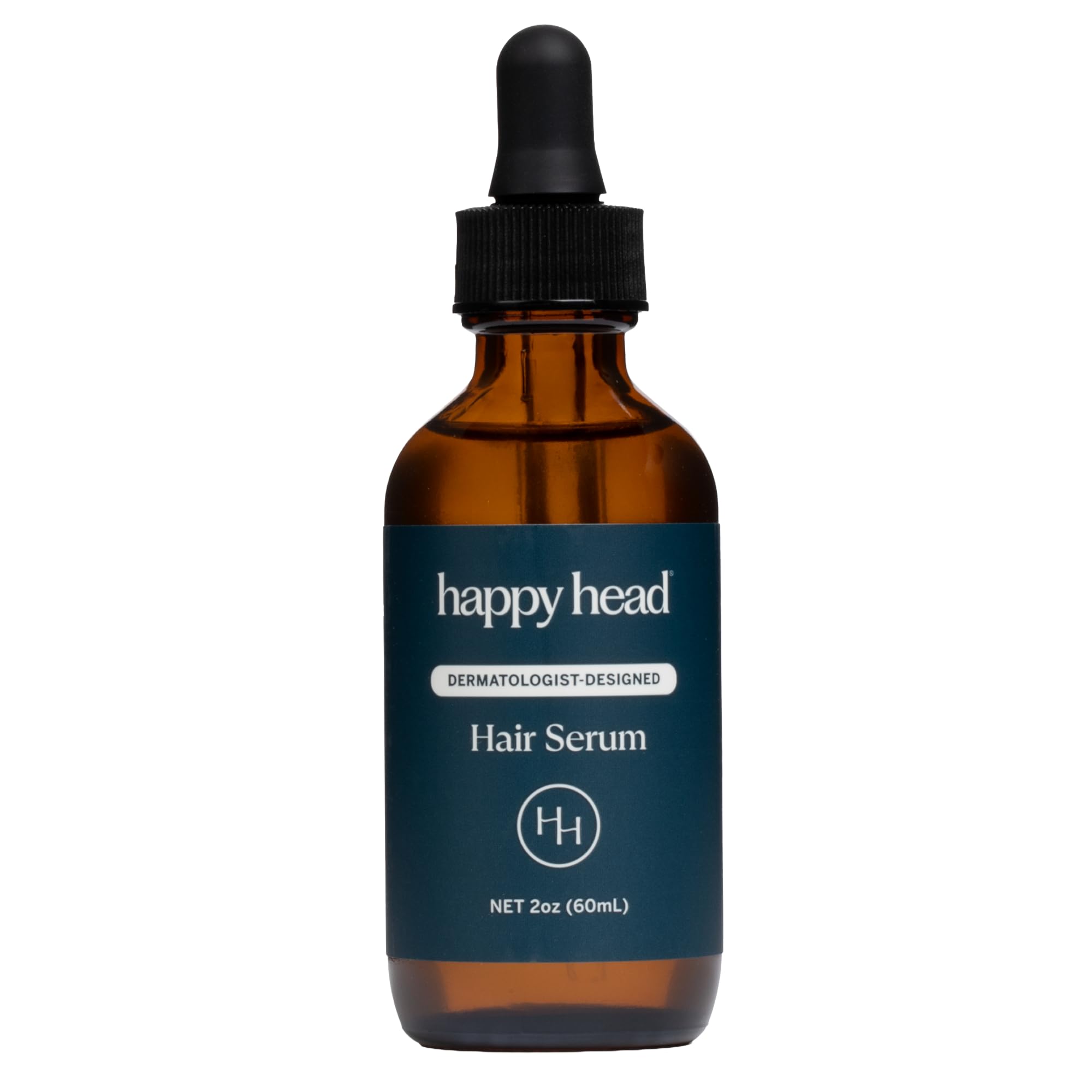 Happy Head Hair Regrowth Serum bottle shows a lightweight leave-in formula for daily scalp nourishment