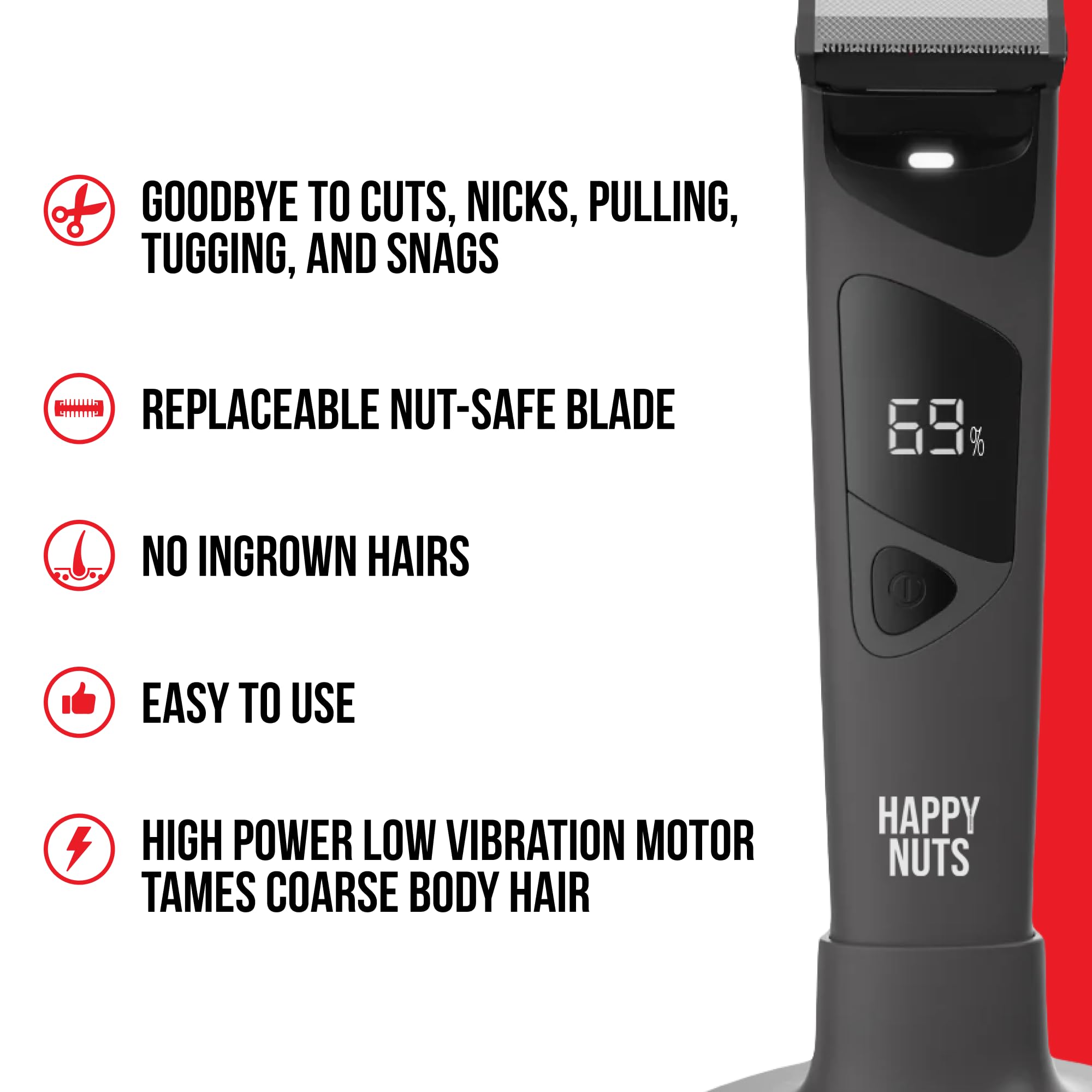 HAPPY NUTS Ballber Pro snug-fit, easy-swap blade supports hassle-free upkeep.