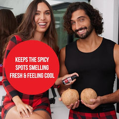 Happy Nuts cooling-toning closeup highlights soothing, revitalizing sensation after cleansing.