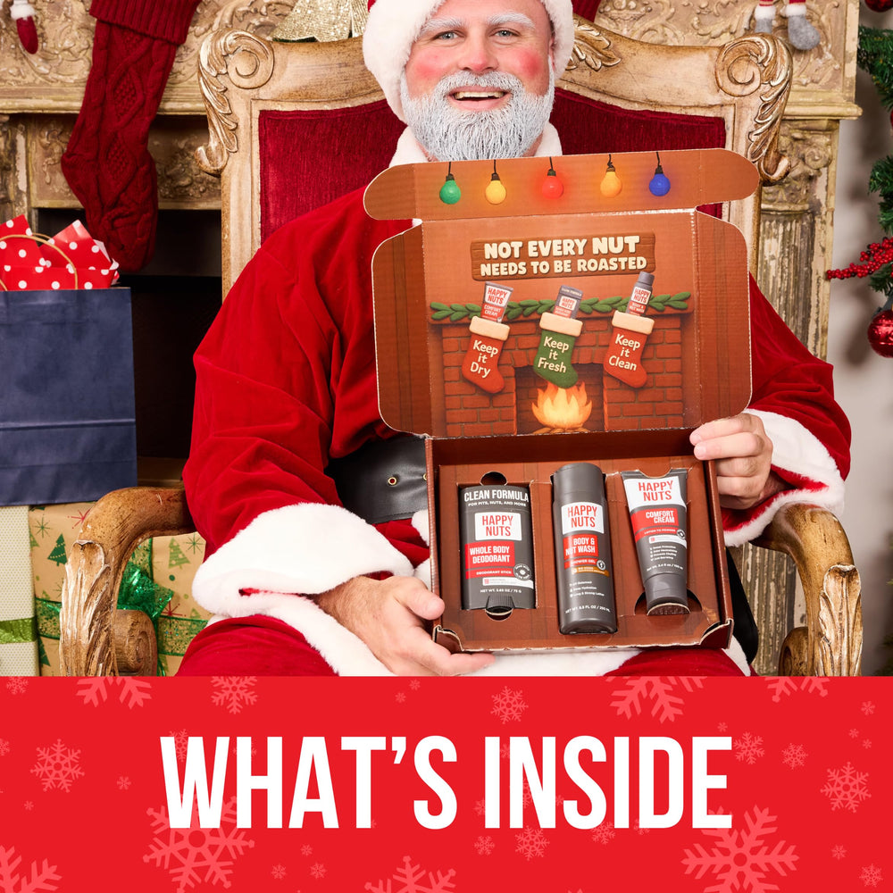 Happy Nuts Holiday Gift Box displays trio of essentials.