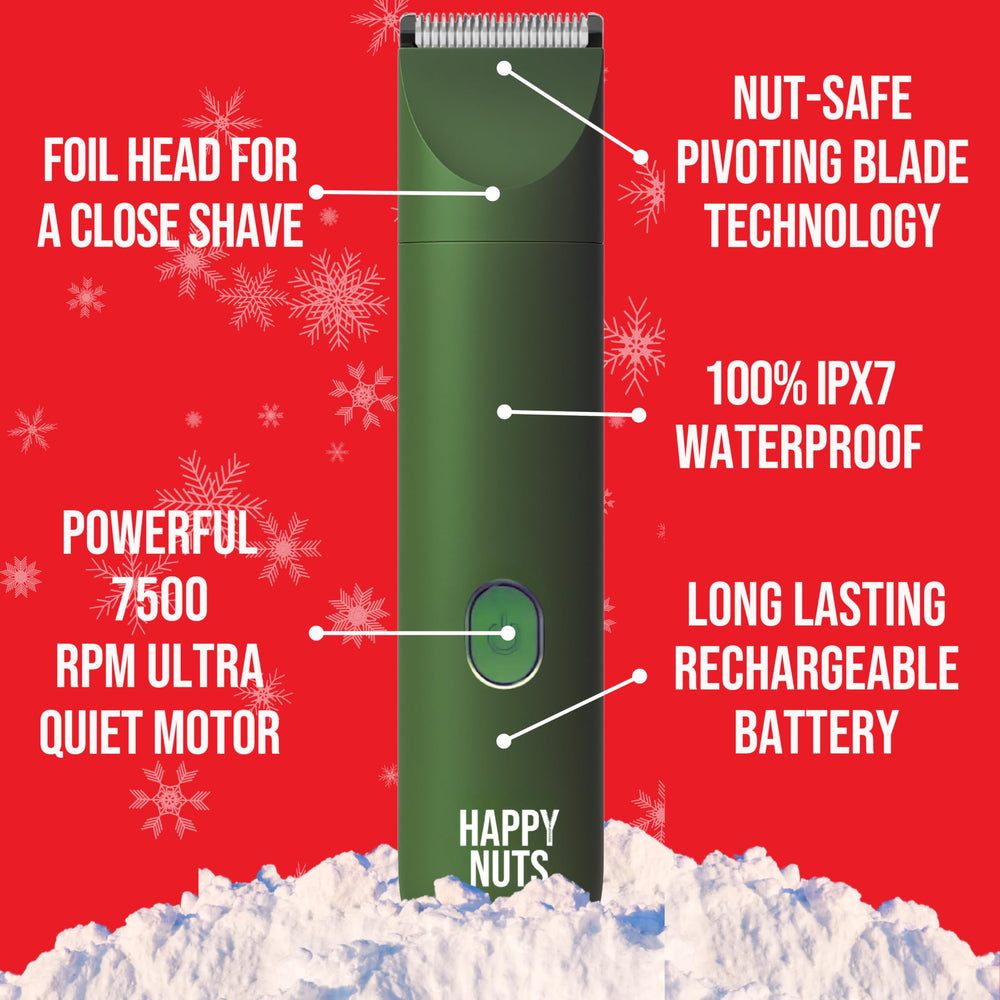 Happy Nuts Lumberjack 2.0 ComfortEdge blades provide comfortable, skin-friendly grooming across zones.