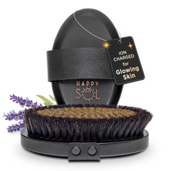 Happy Sol copper dry brush bristle detail highlights exfoliation and circulation support.