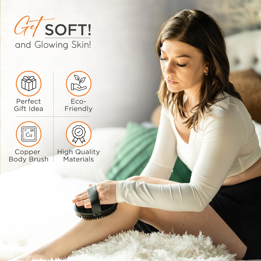 Happy Sol glowing skin after brushing evokes smoother texture and radiance.
