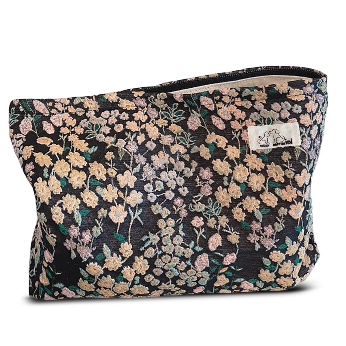 HAPPYHEIDI neceser maquillaje bordado flores, ideal para viaje y organización.
