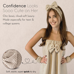 Happy Lolli hair turban keeps hair dry and frizz-free.