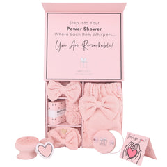 HAPPY LOLLI Power Shower Gift Set box in pink packaging, ready to gift for birthdays and holidays.