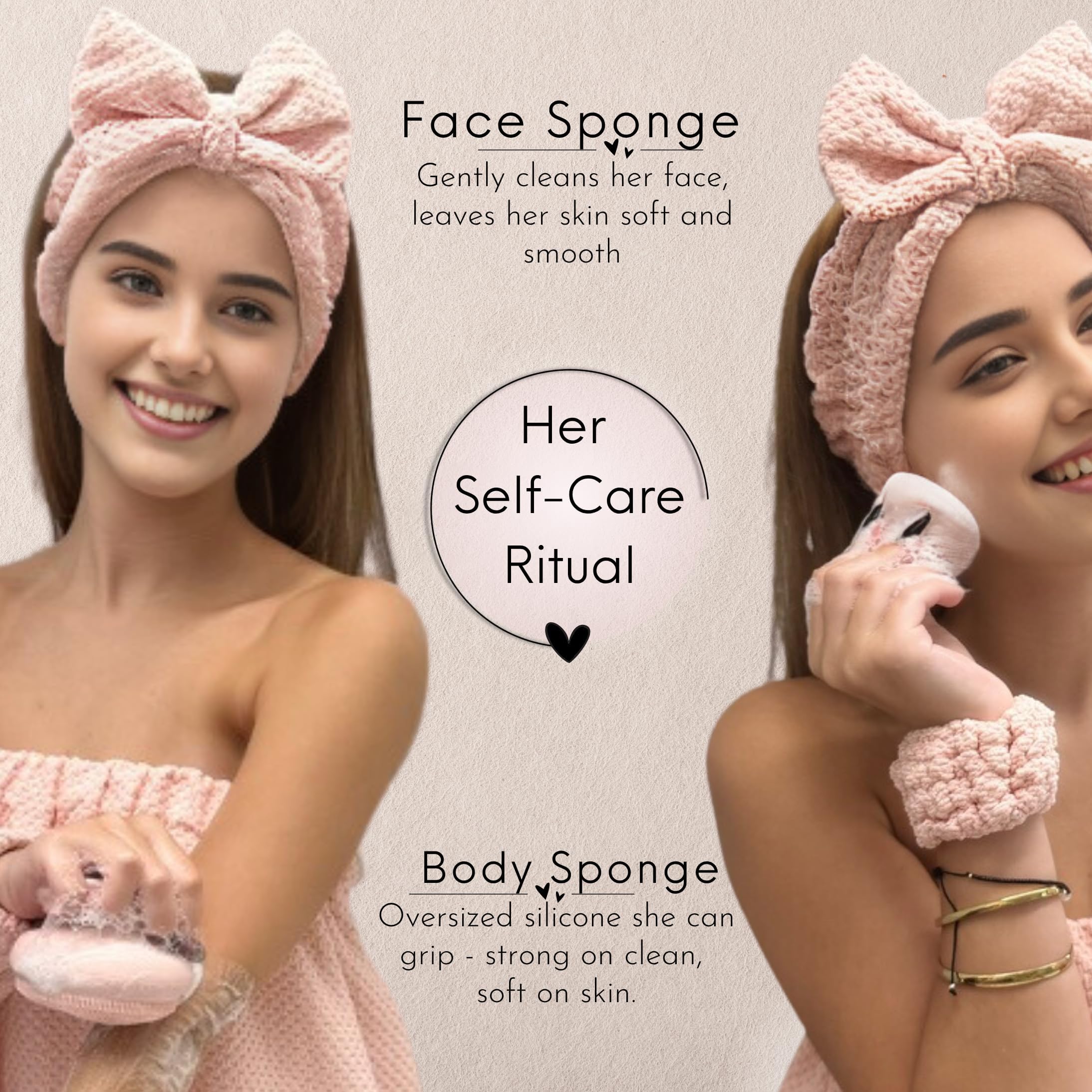 HAPPY LOLLI Towel Headband keeps hair out of the way during routines.