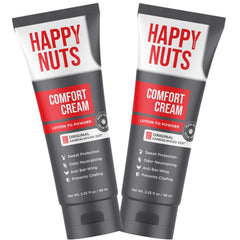 HAPPY NUTS Comfort Cream Deodorant original bottle front for all-day aluminum-free freshness.
