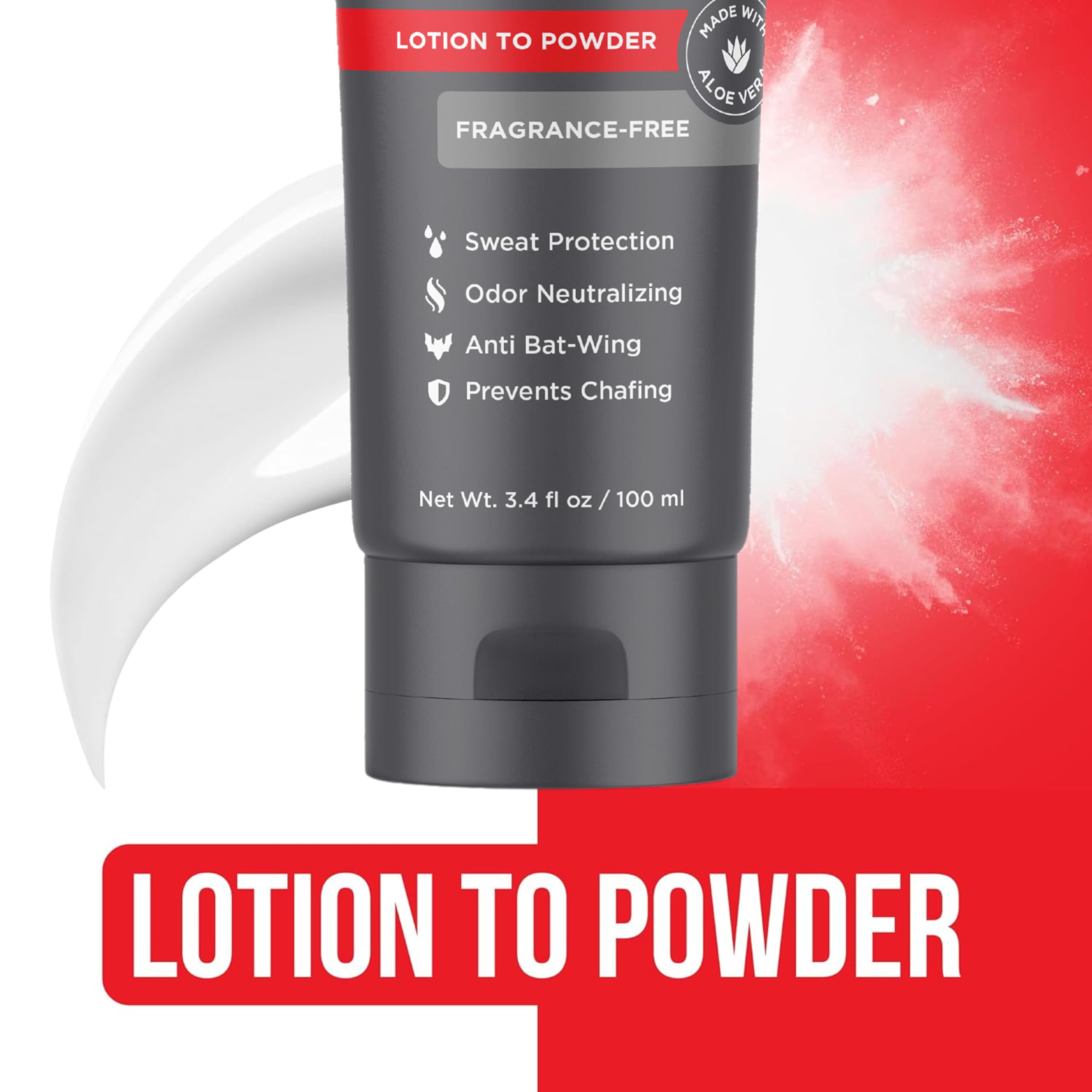 Happy Nuts Comfort Cream texture close-up showing creamy lotion turning powdery