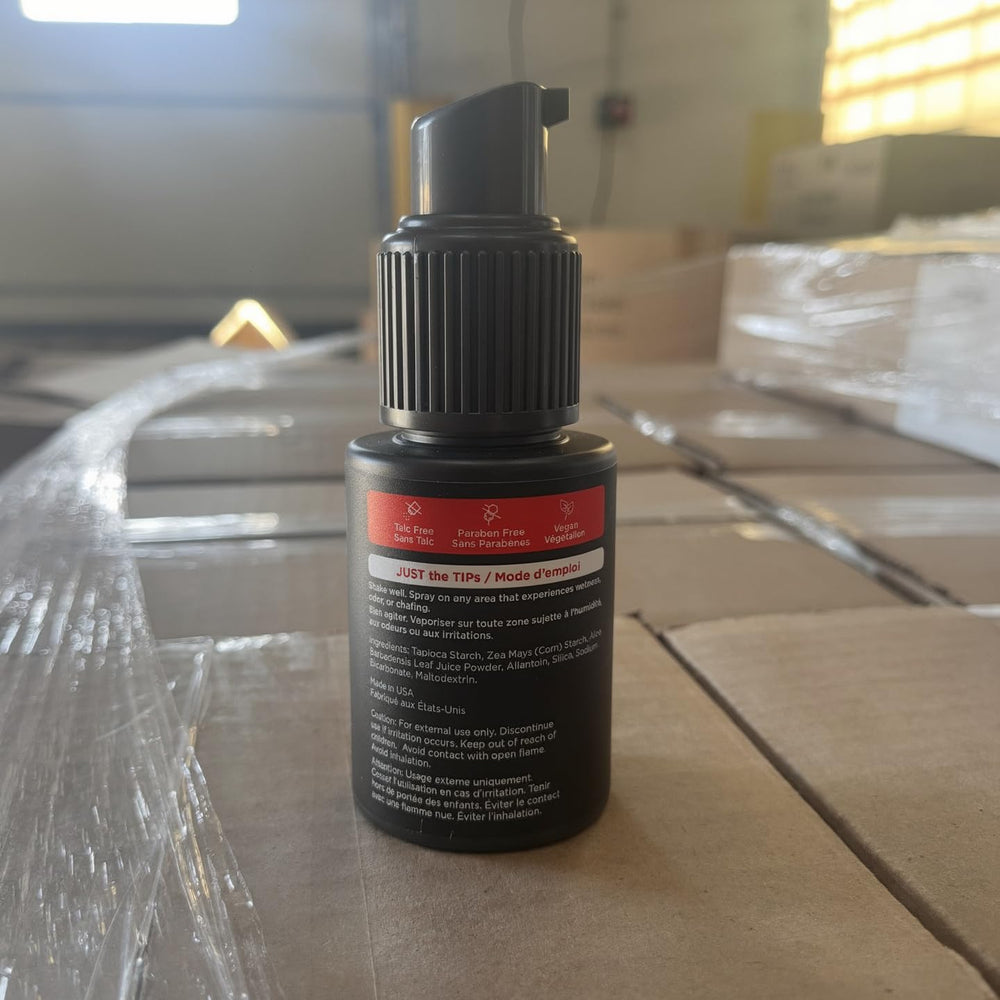 HAPPY NUTS Comfort Powder Spray cruelty-free vegan certification shown