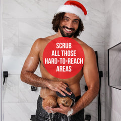 HAPPY NUTS silicone body scrubber textured grip keeps you secure in the shower.