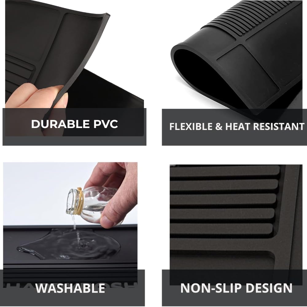 HAPPYPOSH easy-clean mat can be rinsed and air-dried