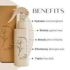 Harmonize Beauty leave-in conditioner spray mist for easy detangling across hair types.