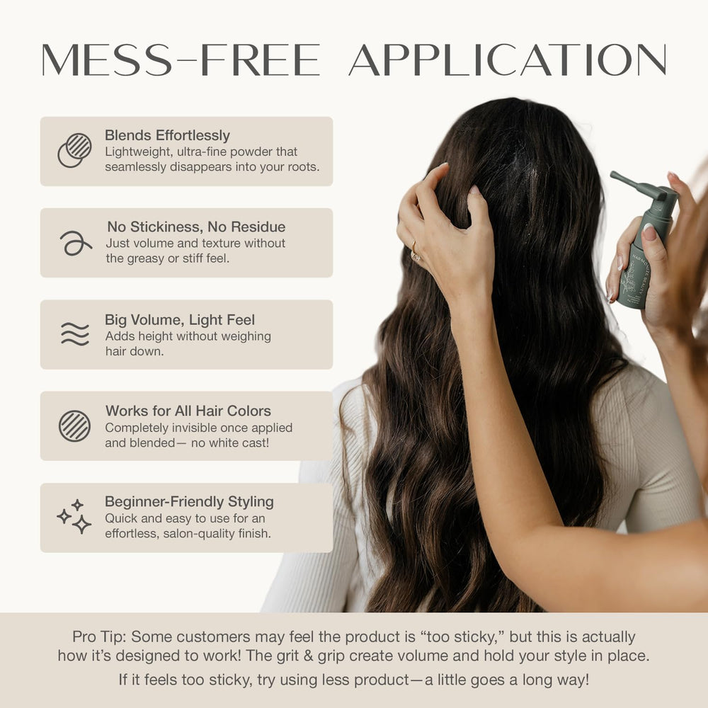 Harmonize Beauty Root Texture Powder bottle dispense shows quick root refresh