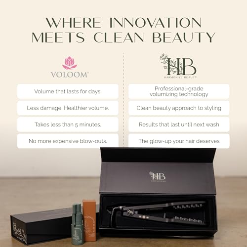 Harmonize Beauty VOLOOM ergonomic handle with even heat control.