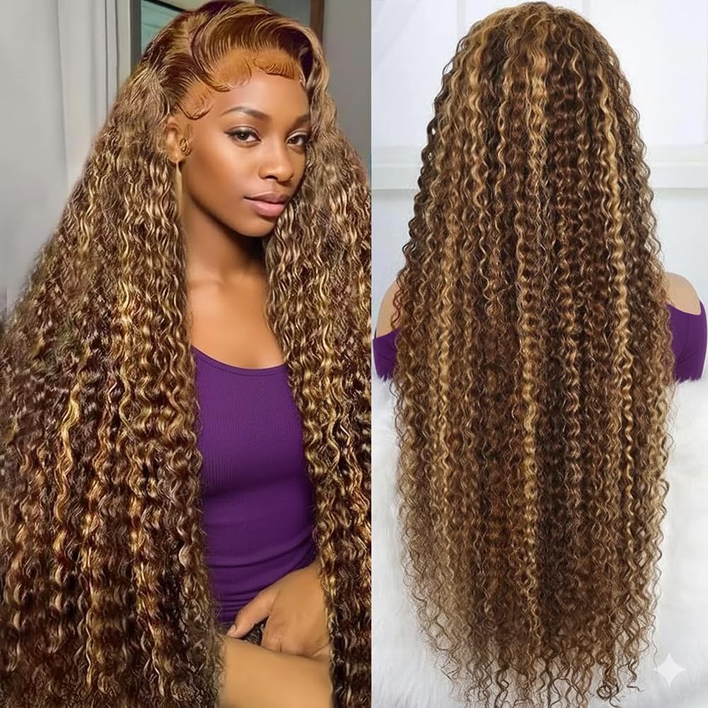 Harmsh 30inch highlight ombre lace front wig hairline close-up with natural baby hairs.
