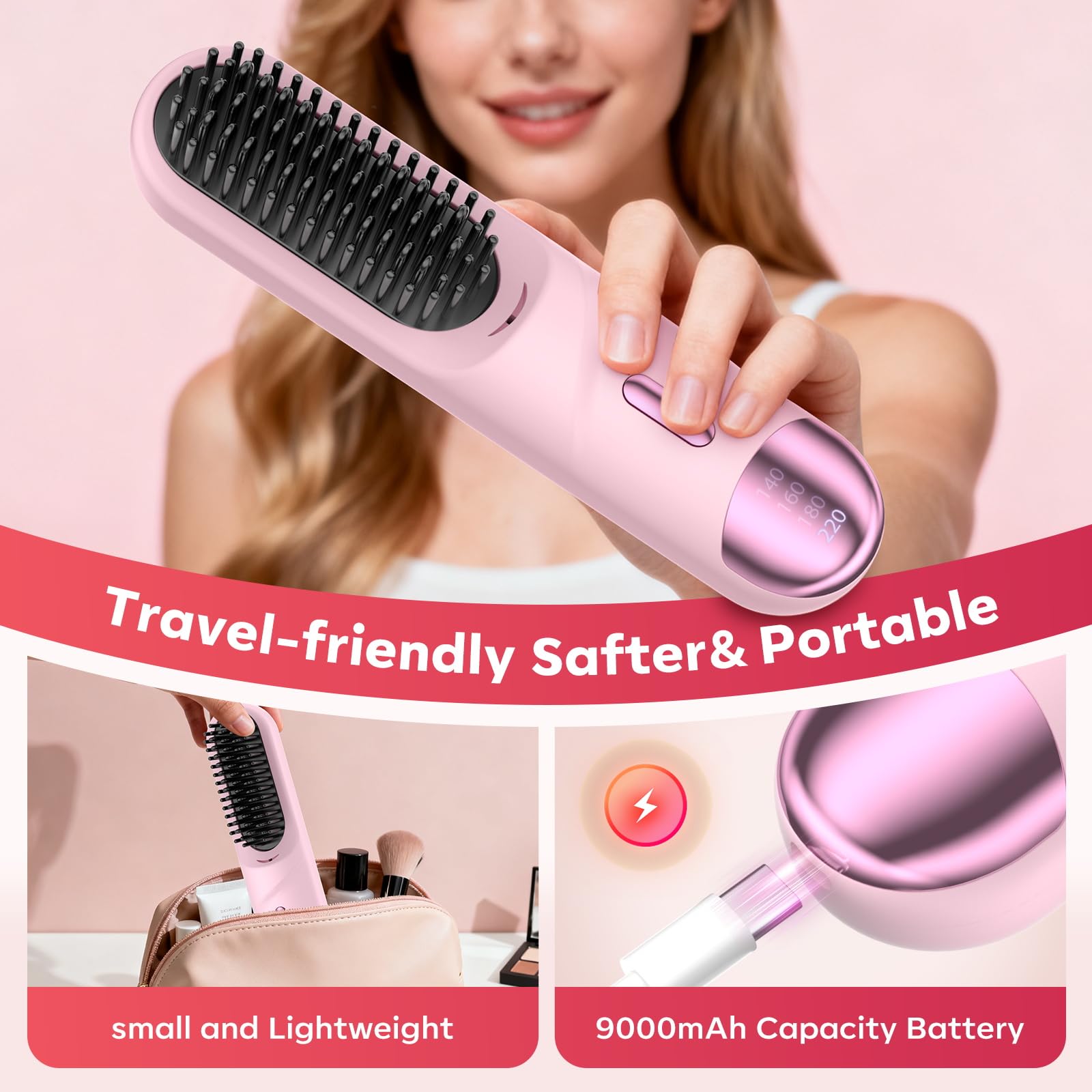 HarrFlow Go Brush Pro 2025 negative ions at work to help tame frizz and add shine.