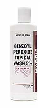 Harris Pharma benzoyl peroxide wash bottle targets acne-prone skin for clearer skin