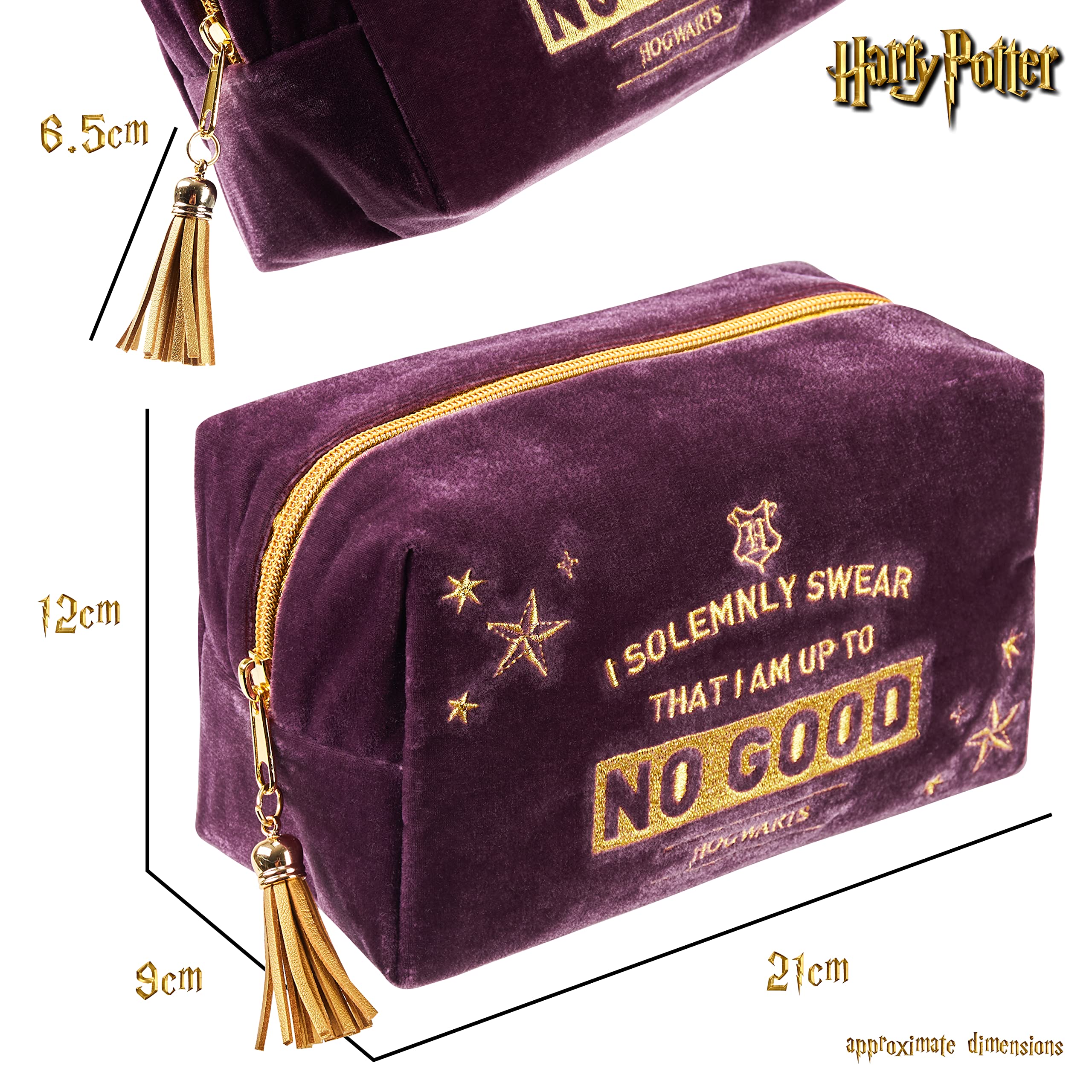 Harry Potter velvet makeup bag compact size fits lipsticks and brushes.