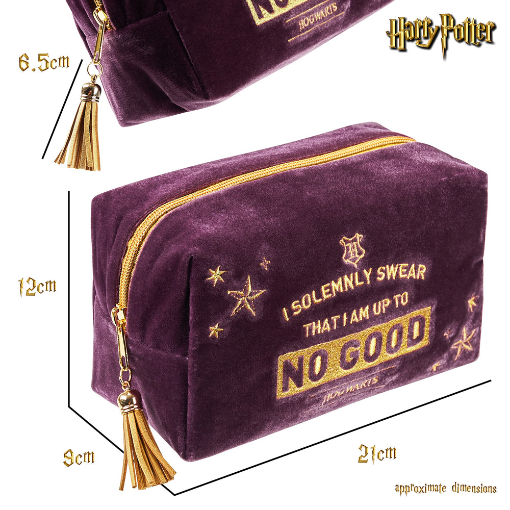 Harry Potter velvet makeup bag compact size fits lipsticks and brushes.