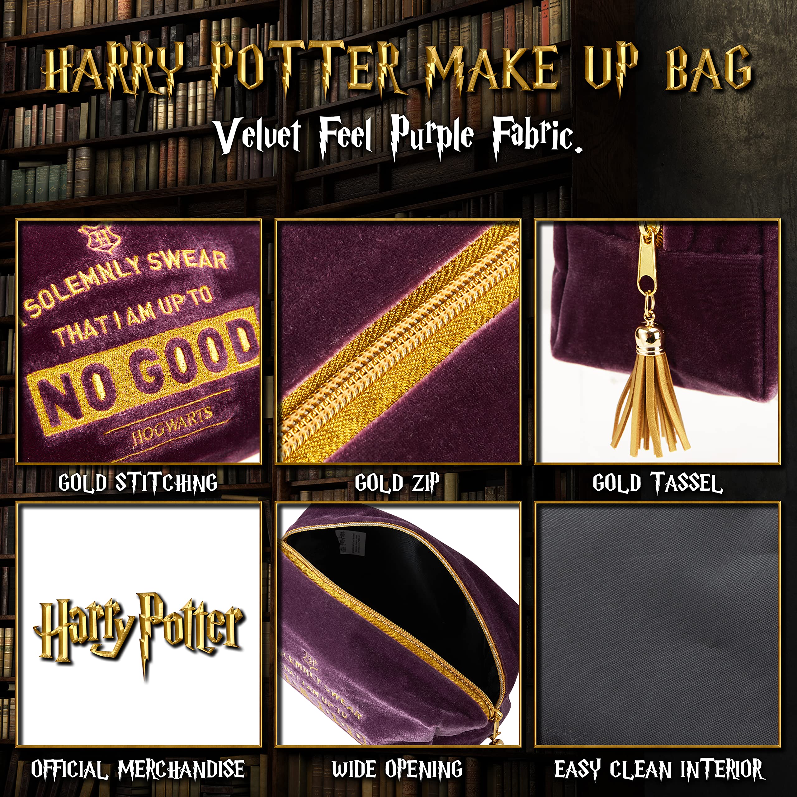 Harry Potter velvet makeup bag travel-friendly design fits in backpacks.