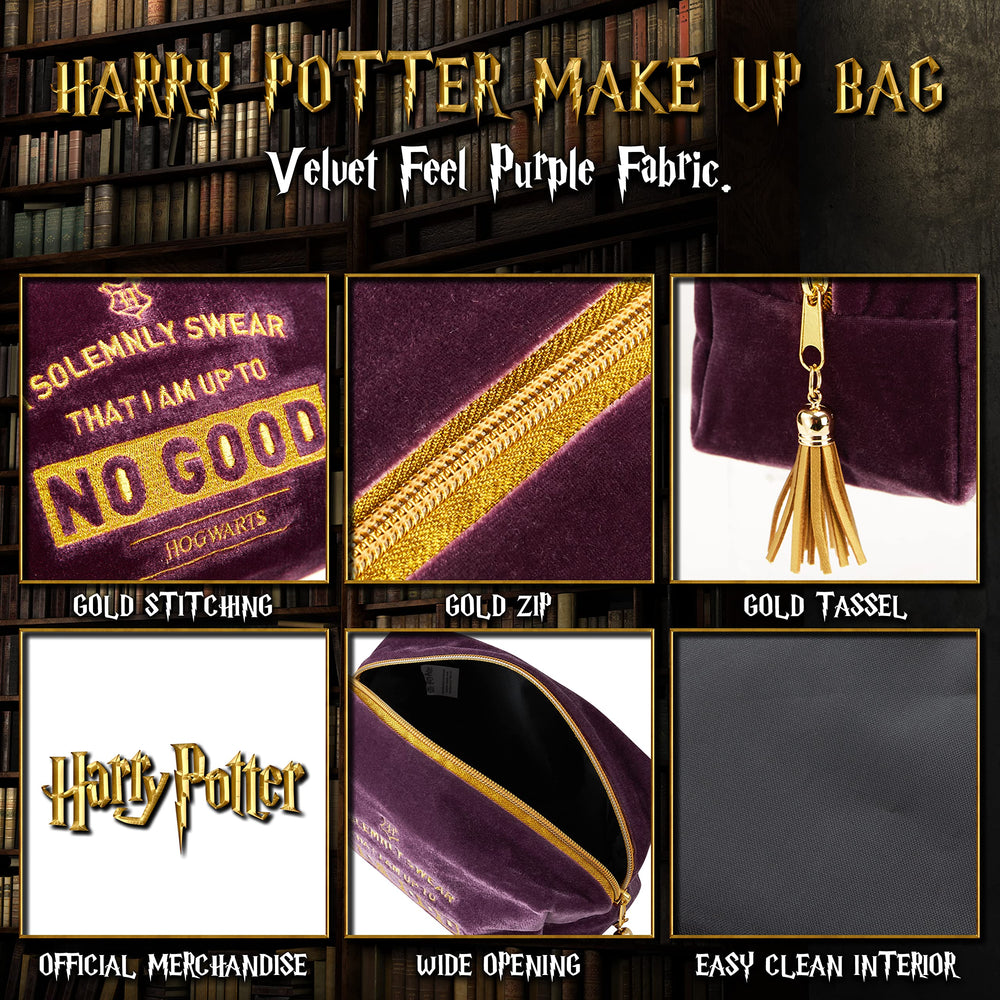 Harry Potter velvet makeup bag travel-friendly design fits in backpacks.