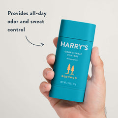 Harry's Antiperspirant Redwood 24h protection highlights all-day odor control.