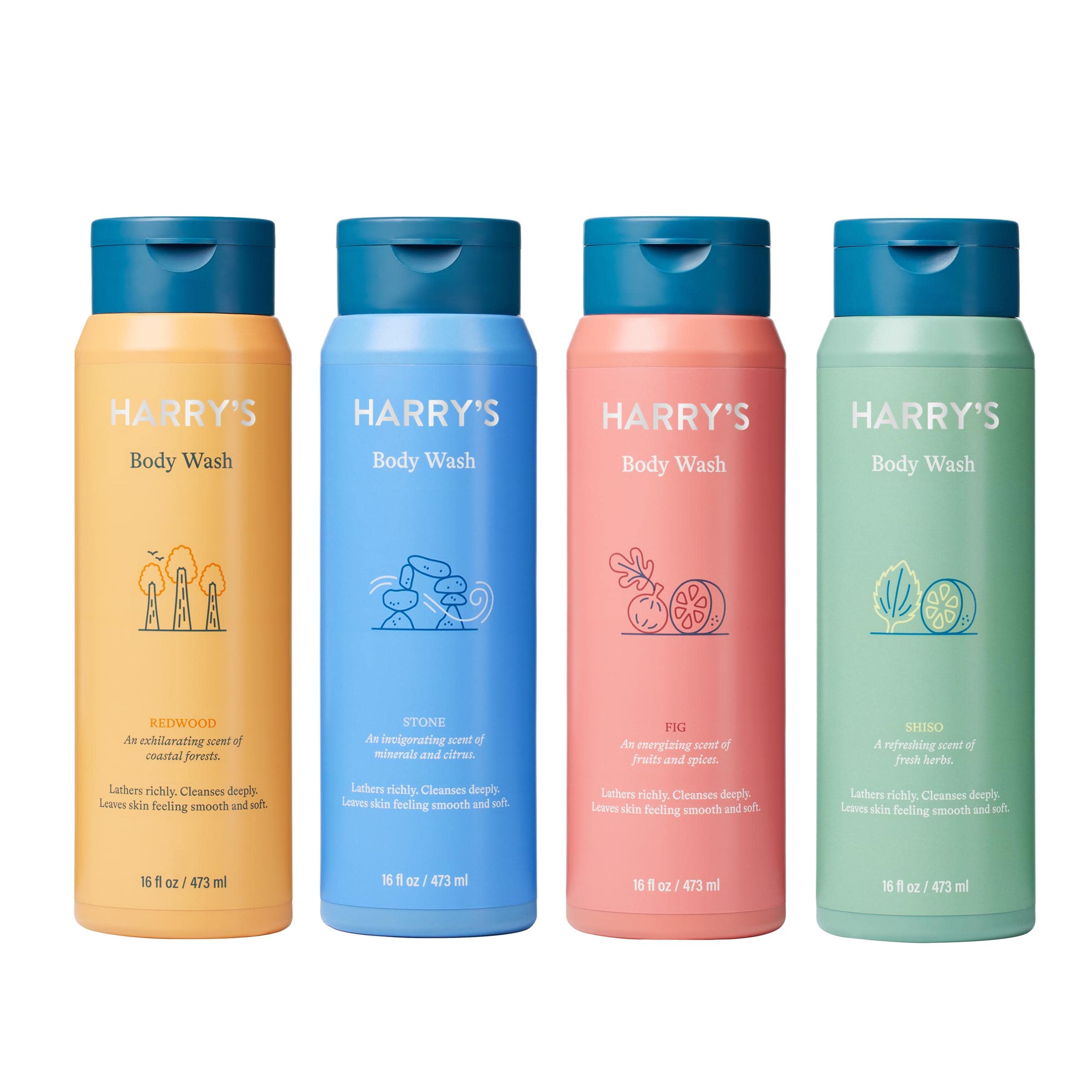 Harry's Men's Body Wash Redwood bottle delivers rich lather for morning cleanse.