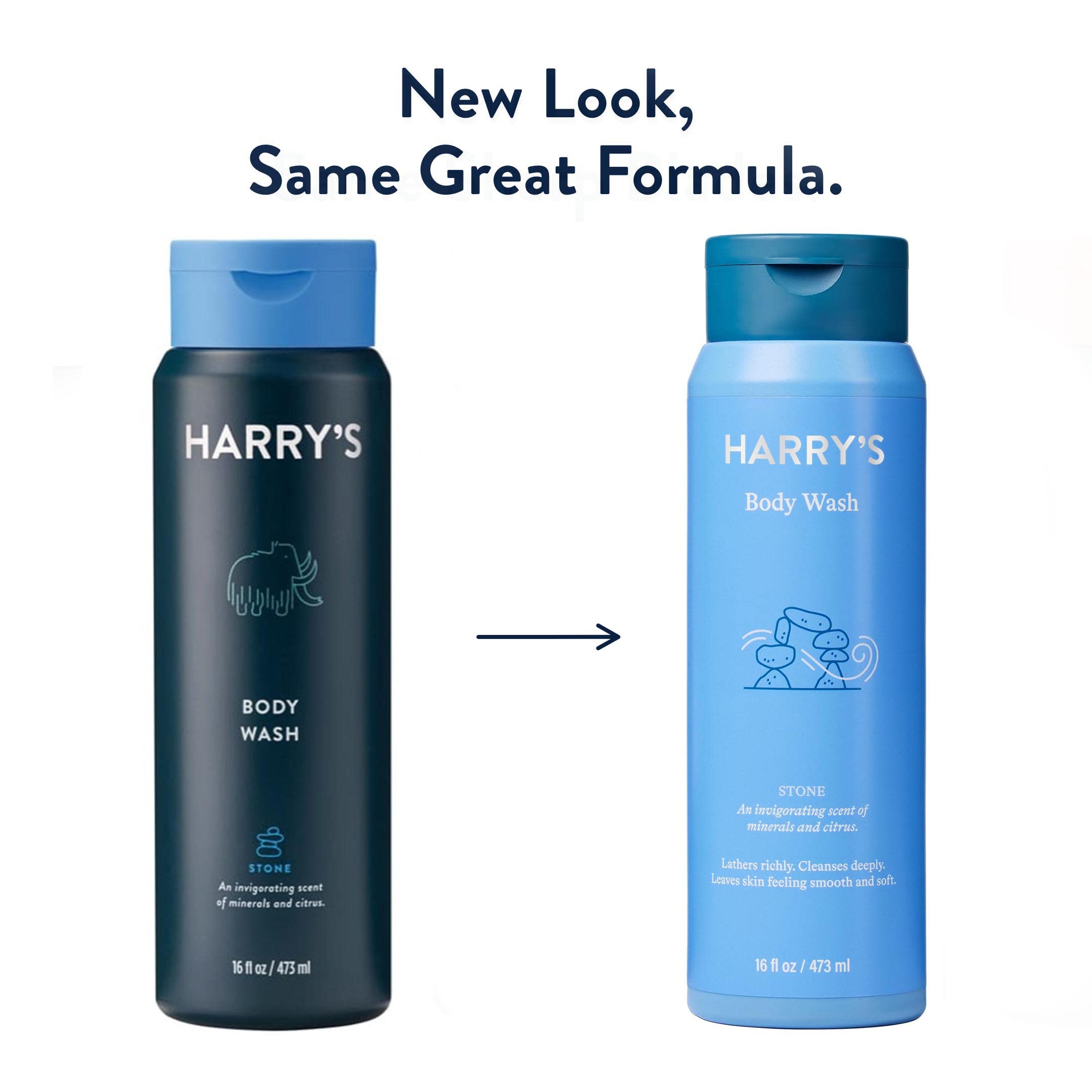 Harry's Body Wash variety-pack shot showcases four scent options.