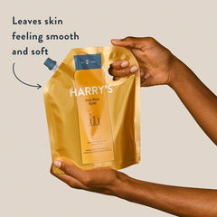 Harry's Body Wash Refill pour-action showing convenient replenishment for bottles.