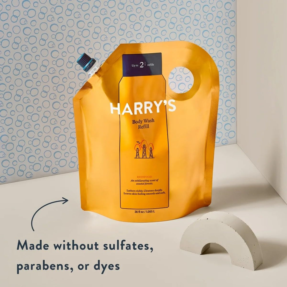 Harry's sulfate-free, dye-free formula signals skin-friendly cleansing.