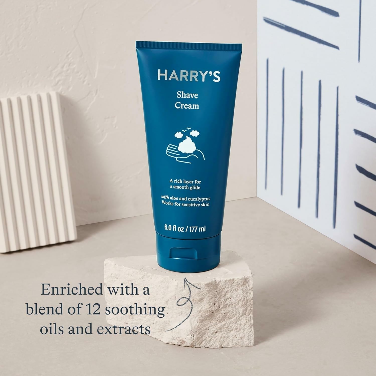 Harrys Shaving Cream eucalyptus mint scent suggests refreshing morning routine