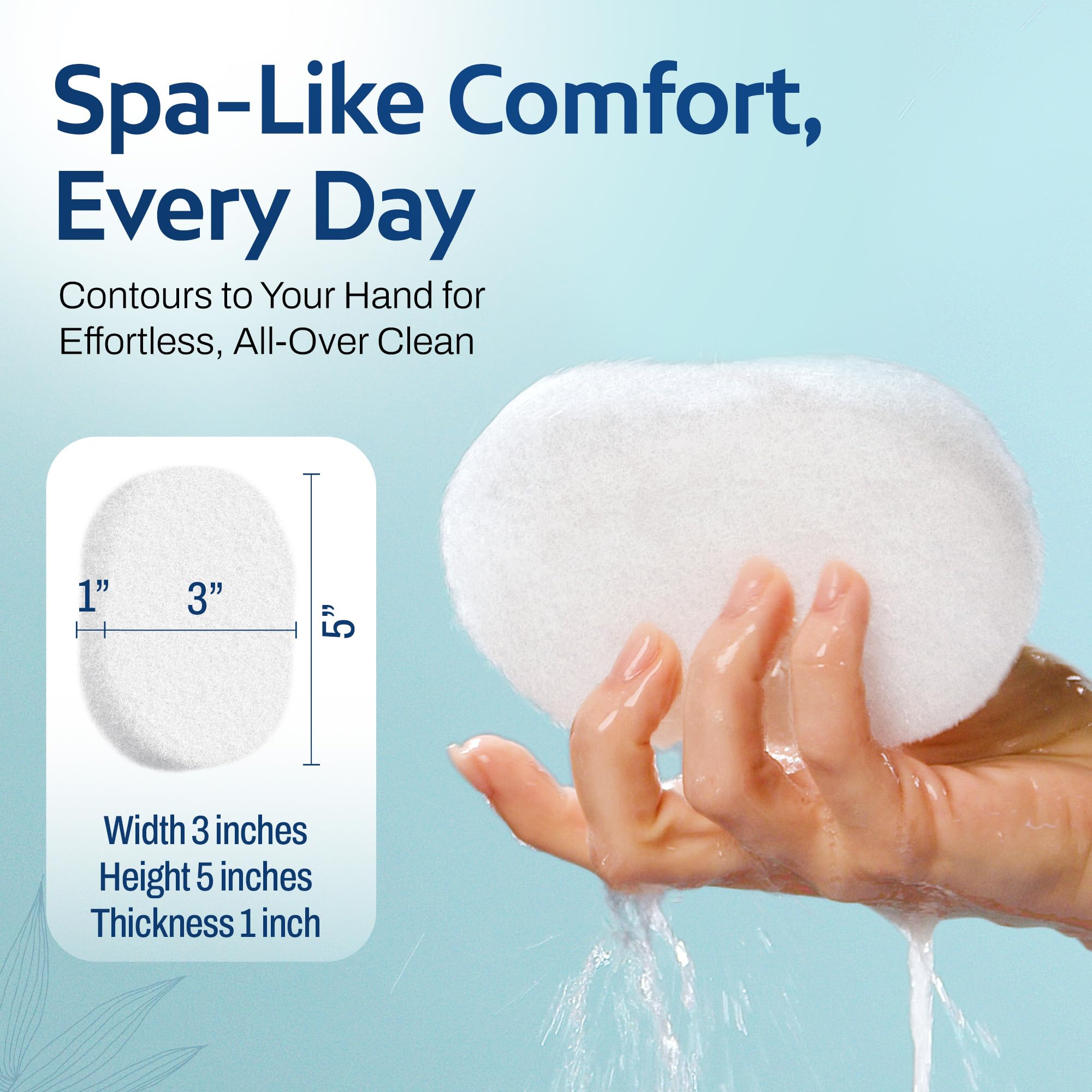 HartFelt bath sponge reaches back and arms for even coverage.