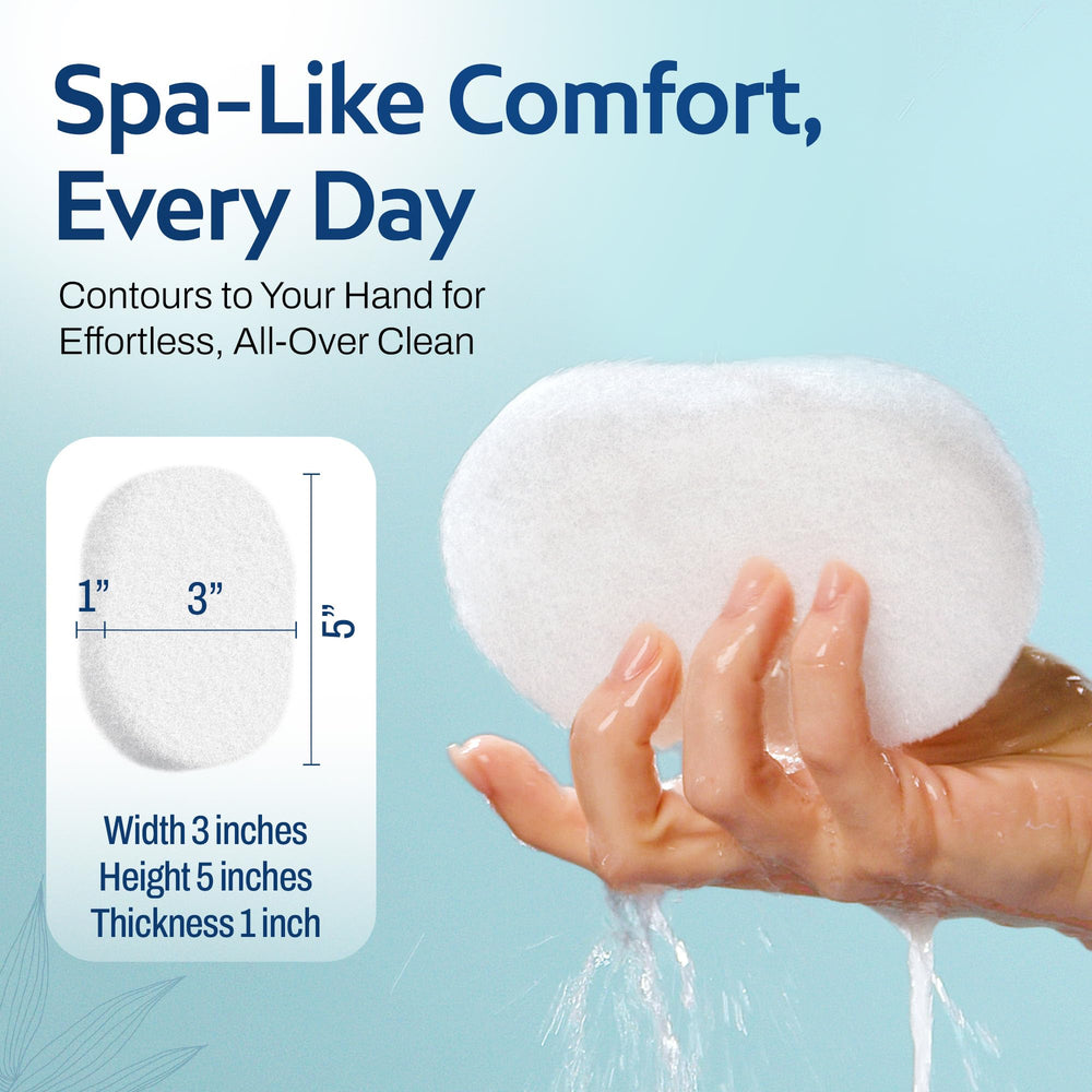 HartFelt bath sponge reaches back and arms for even coverage.
