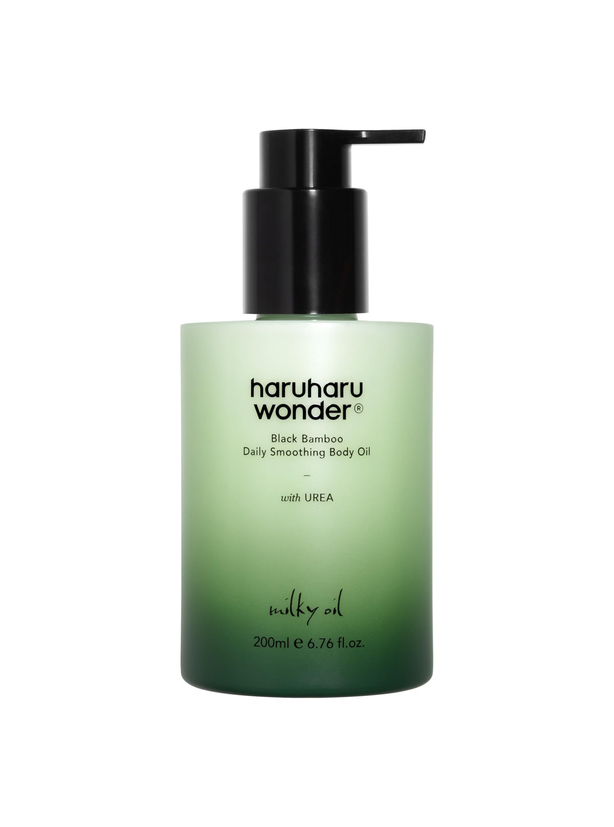 HARUHARU Wonder Black Bamboo oil bottle for daily hydration and silky skin.