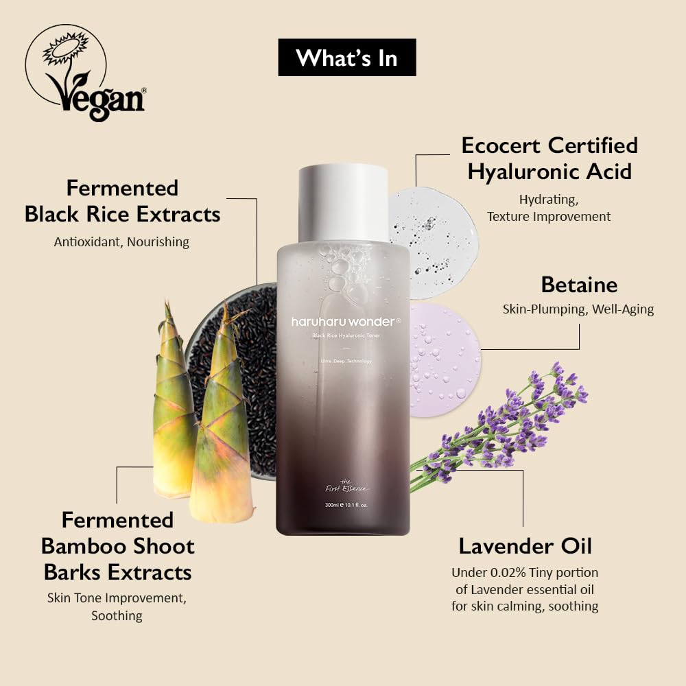 HARUHARU Wonder label close-up confirms vegan and cruelty-free skincare ethics.