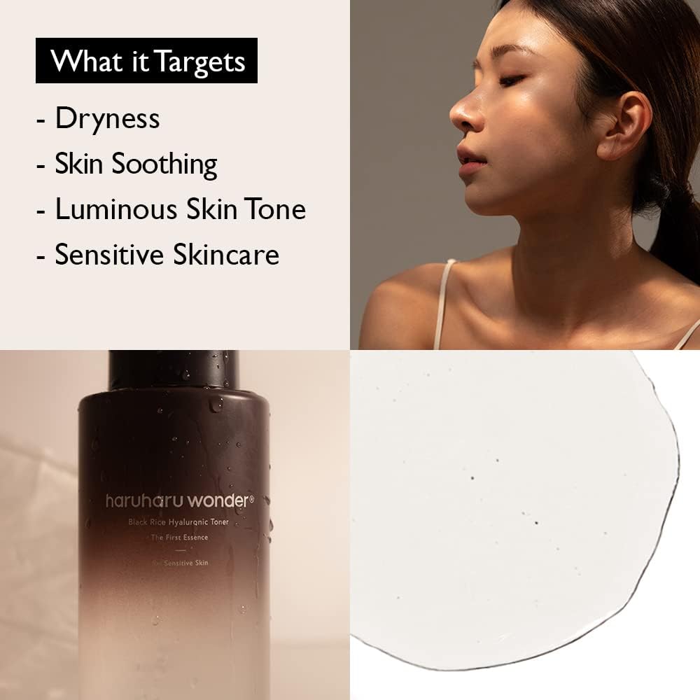 HARUHARU Wonder Black Rice Hyaluronic Toner hand-swatch demonstrates hydration