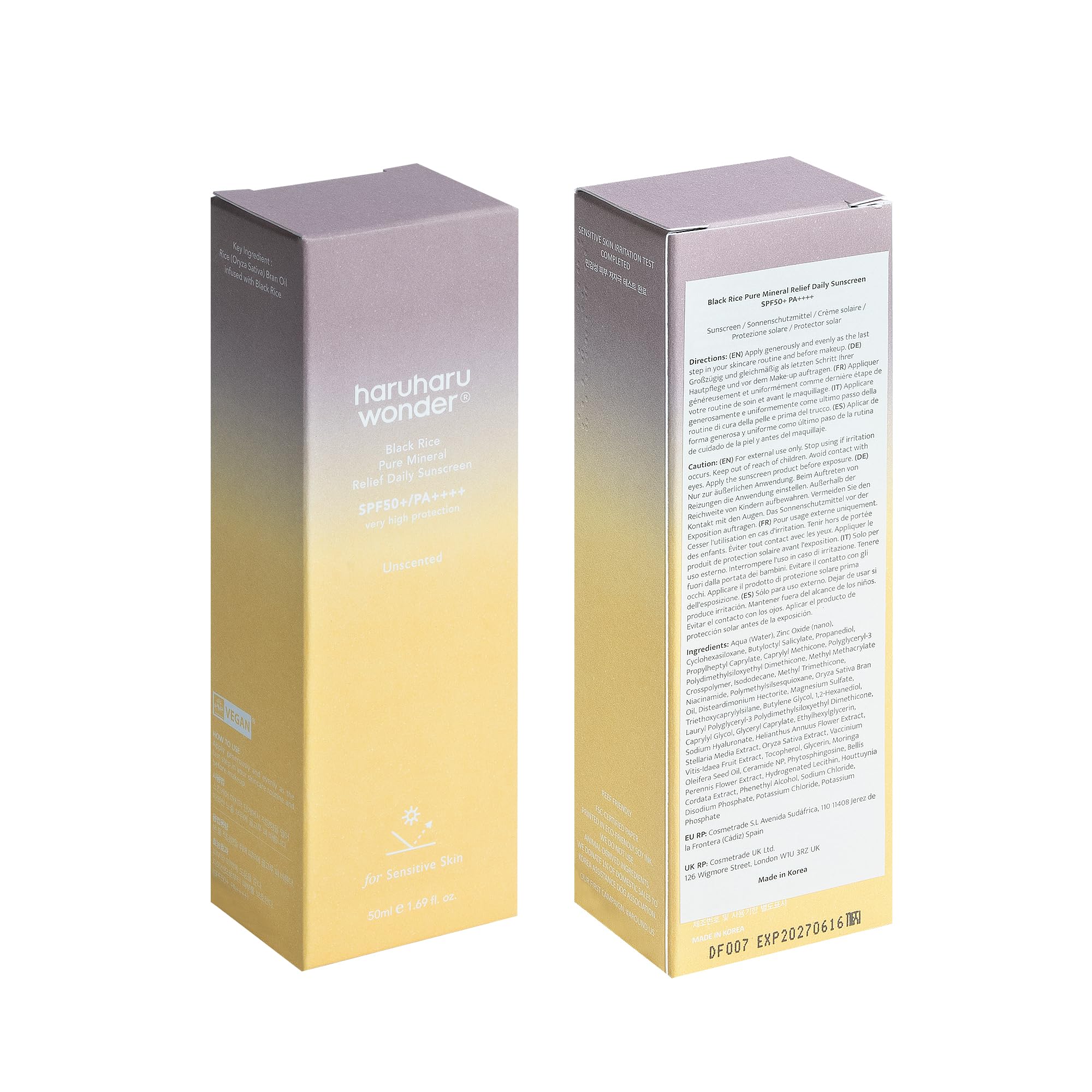 HARUHARU Wonder sunscreen on shelf shows compact travel-friendly packaging.