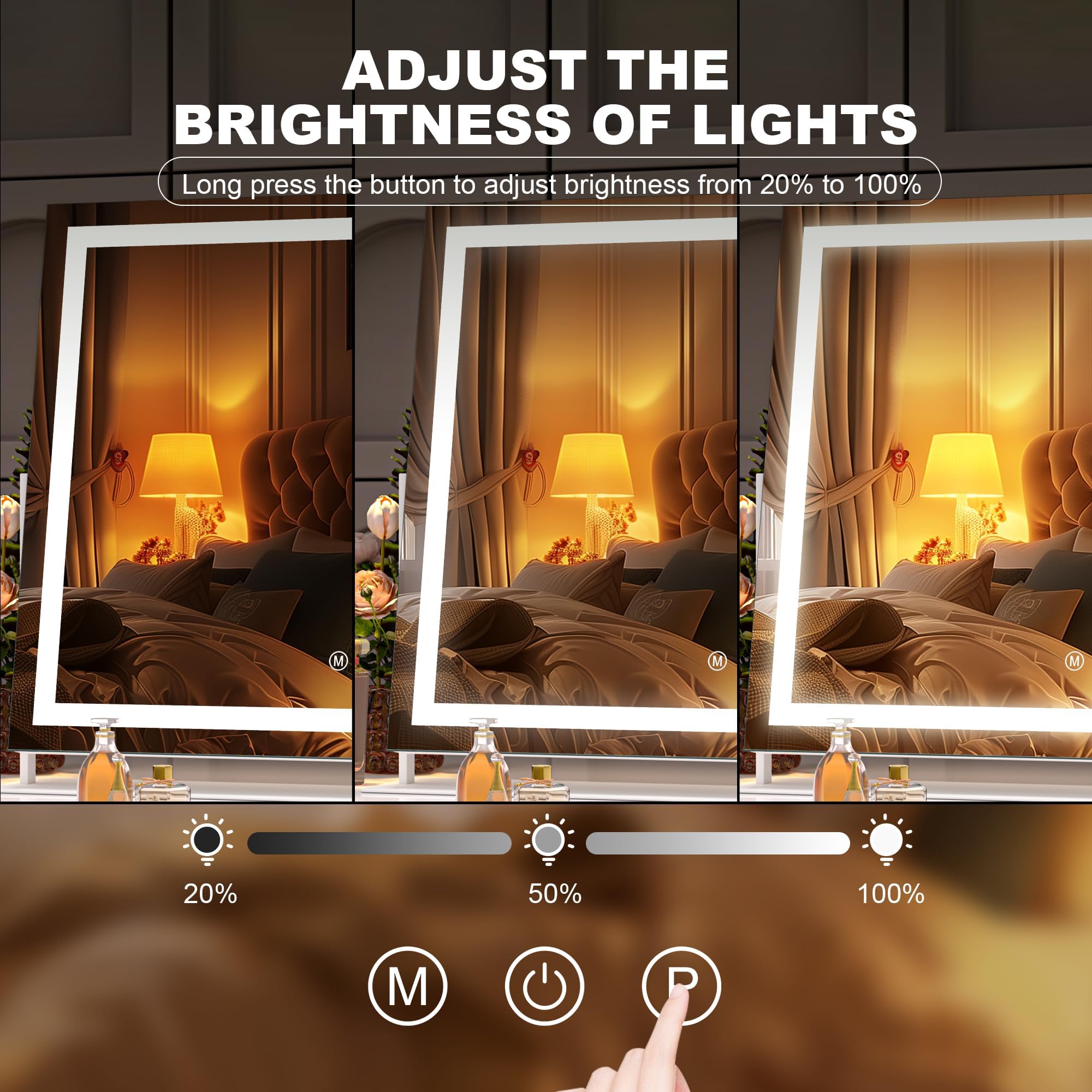 Hasipu vanity mirror with 192 LED beads delivers bright, even illumination