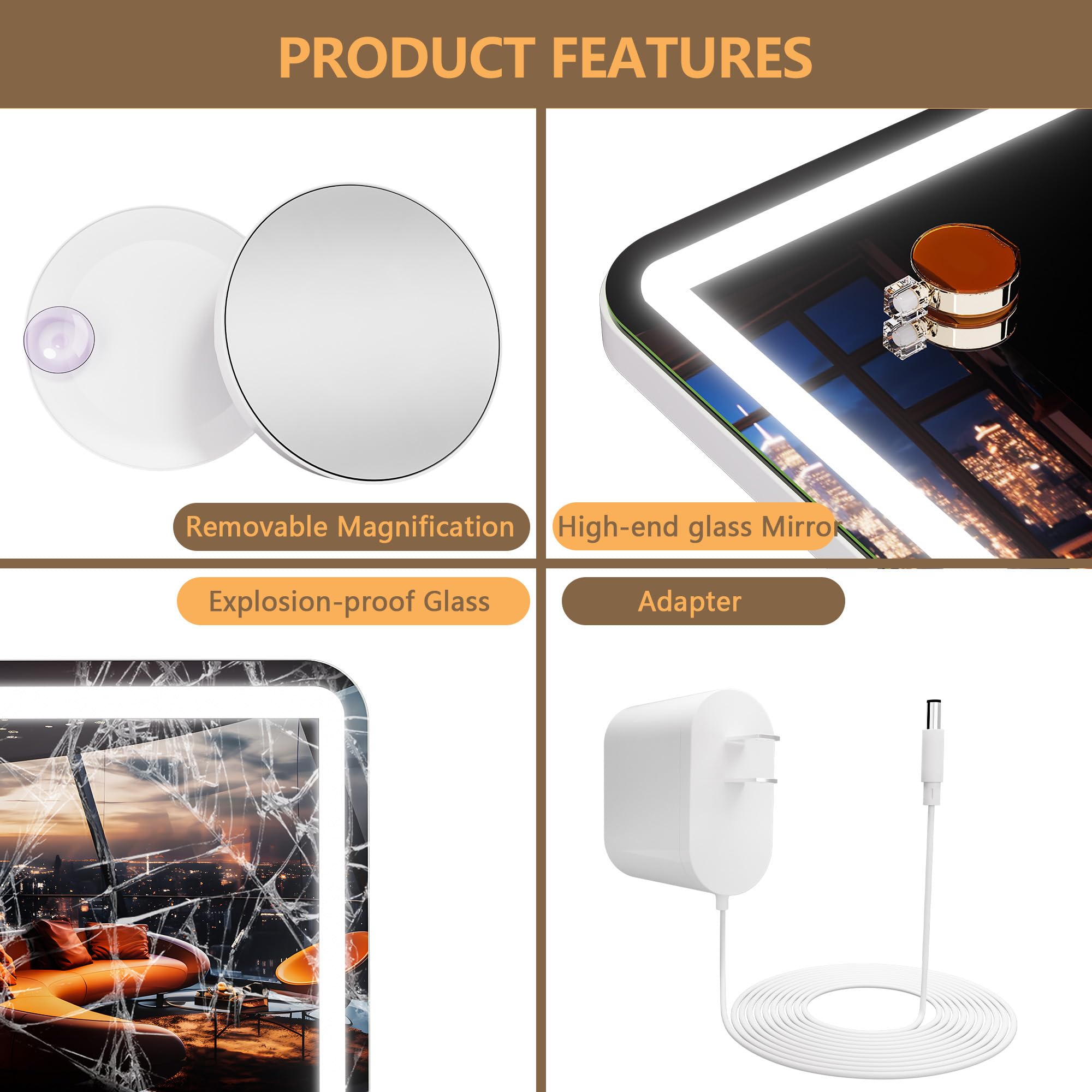 Hasipu vanity mirror 32x21.7 inch size provides ample makeup area.