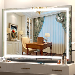 Hasipu vanity mirror with lights showing a clear upper-body reflection for makeup application