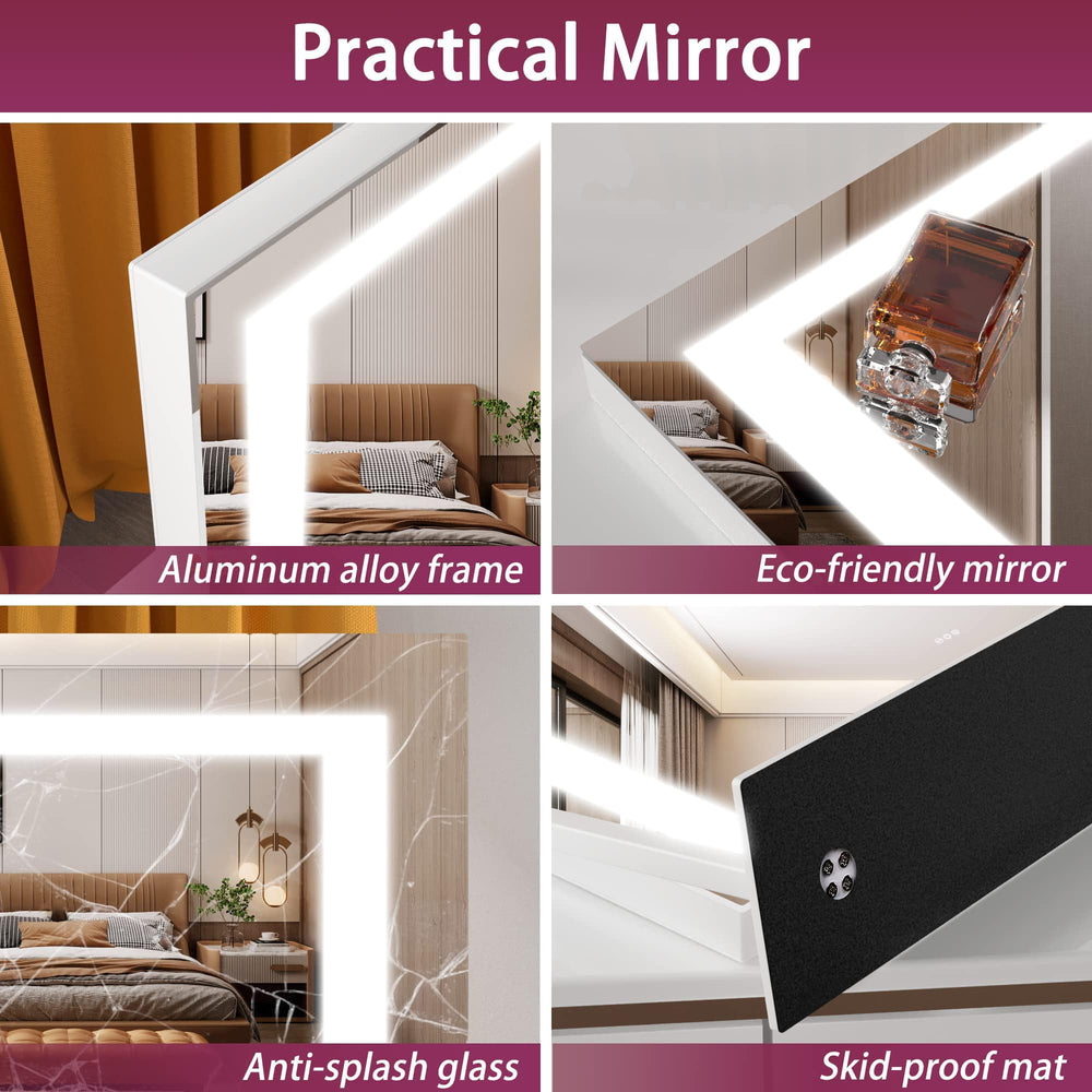 Hasipu vanity mirror 360 rotation allows flexible angles for desktop or wall mounting