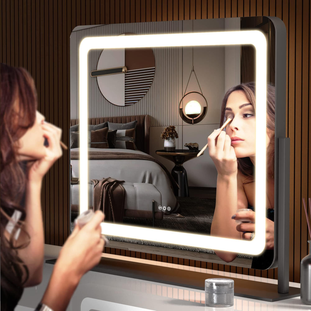 Hasipu vanity mirror in 360° rotation for easy multi-angle viewing.