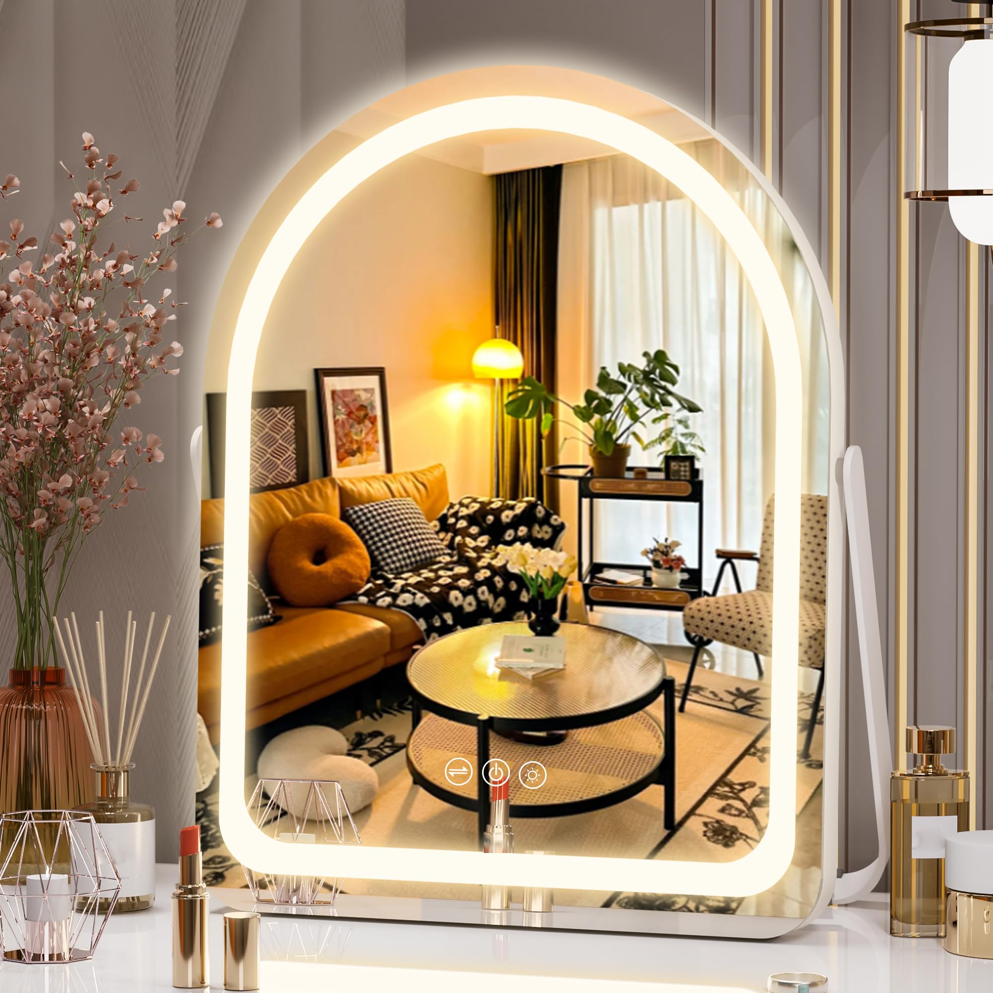 Hasipu vanity mirror arched 11x14 offers full-face visibility for makeup
