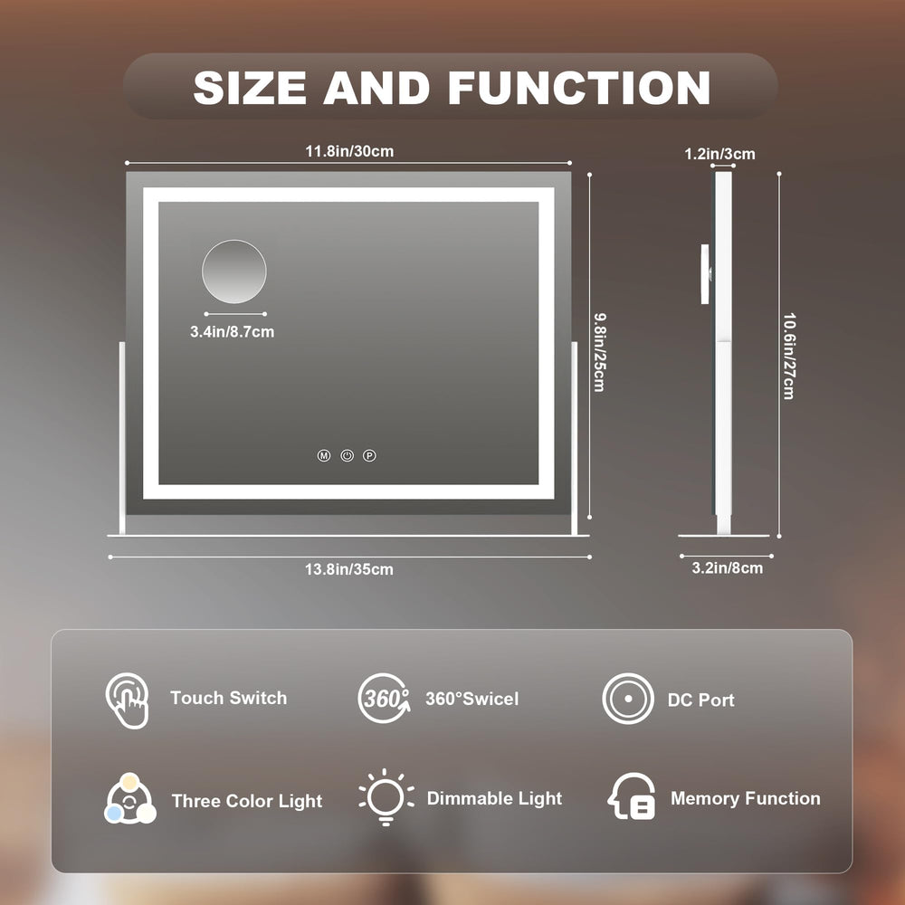 Hasipu vanity mirror color temperature and brightness adjustability supports day-to-night makeup
